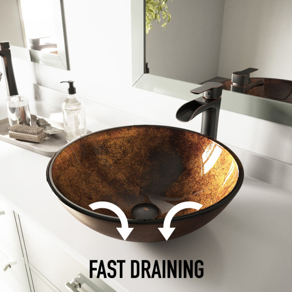 VIGO Giovanni Onyx Gray Glass 17 in. L x 17 in. W x 6 in. H