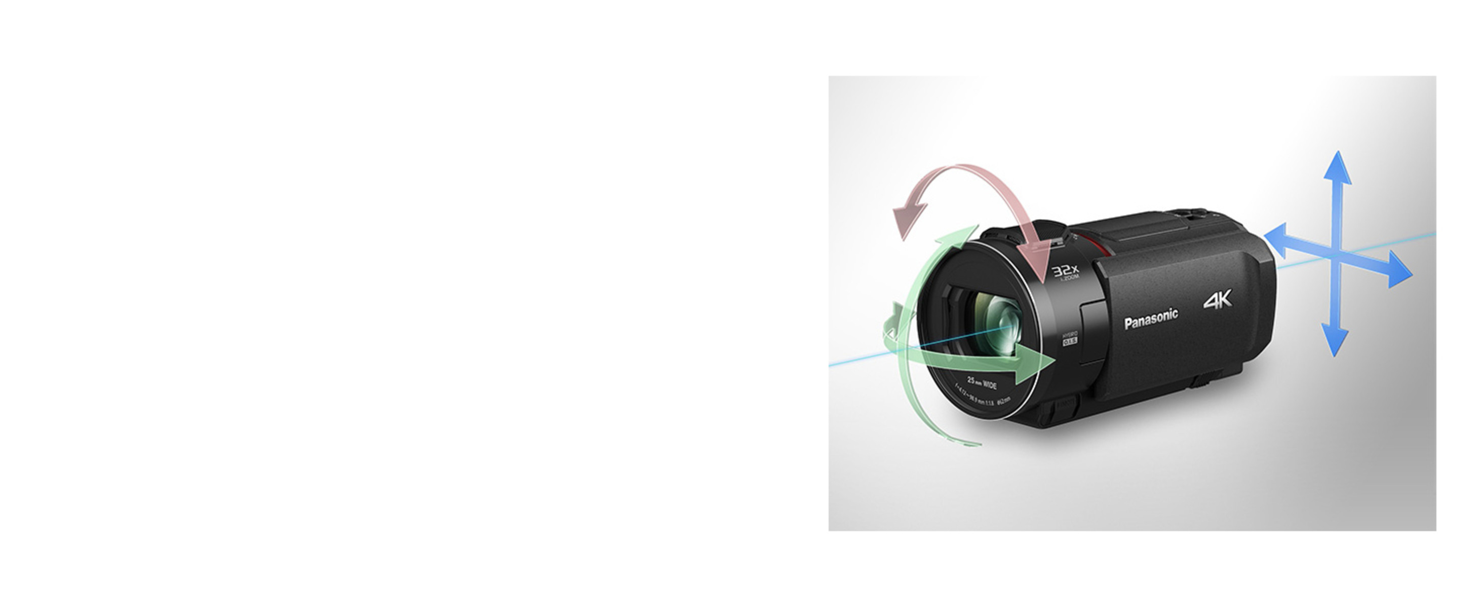 Diagram of the HC-VX3 Panasonic Camcorder showing all different angles