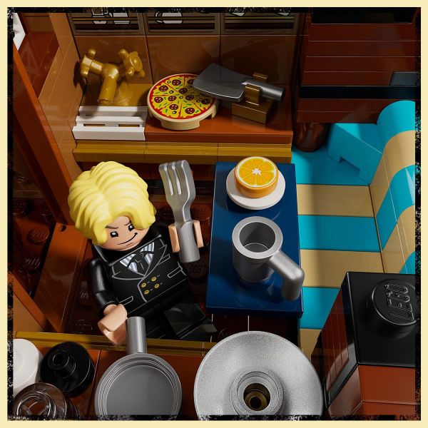 Sanji takes pots down the stairs to the kitchen.
