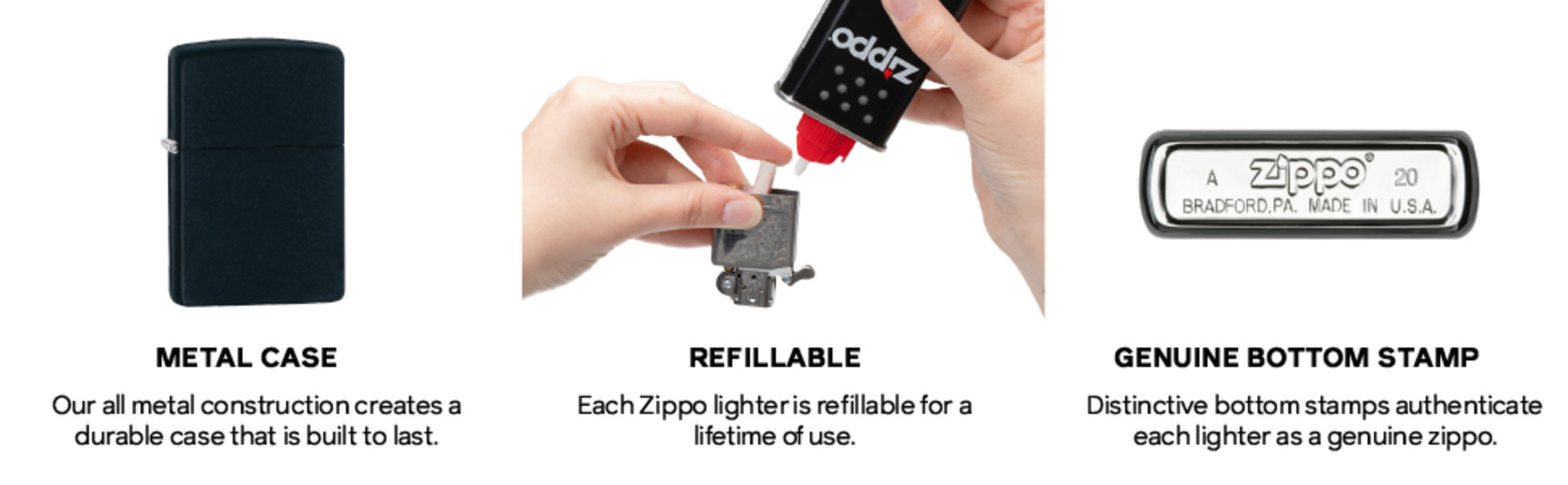 Zippo Windproof Black Matte Pocket Lighter 