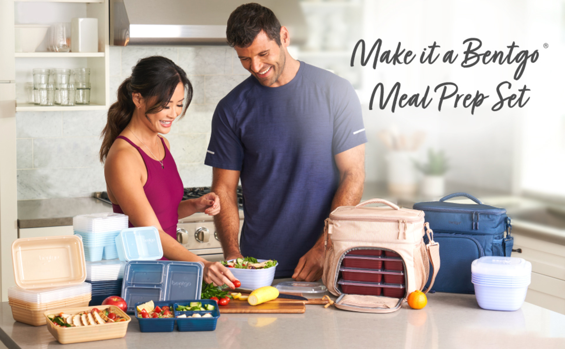  Bentgo® Prep 3-Compartment Containers - 20-Piece Meal Prep Kit  with 10 Trays & 10 Custom-Fit Lids - Durable Microwave, Freezer, Dishwasher  Safe Reusable BPA-Free Food Storage Containers (Navy Blue): Home 
