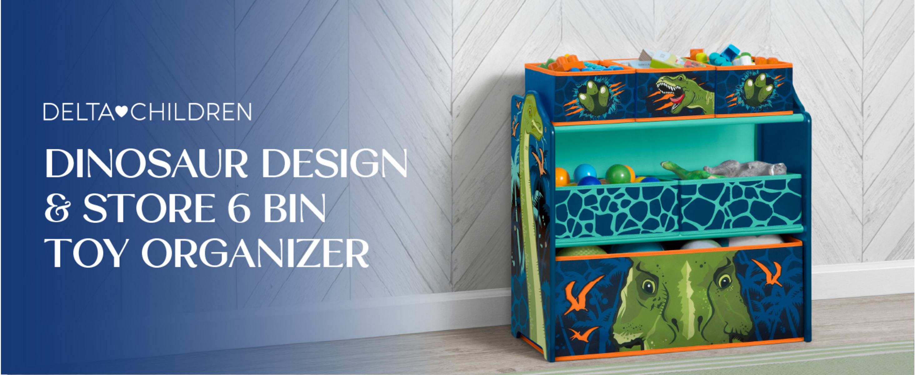 Delta Children Dinosaur Design & Store 6 Bin Toy Storage Organizer
