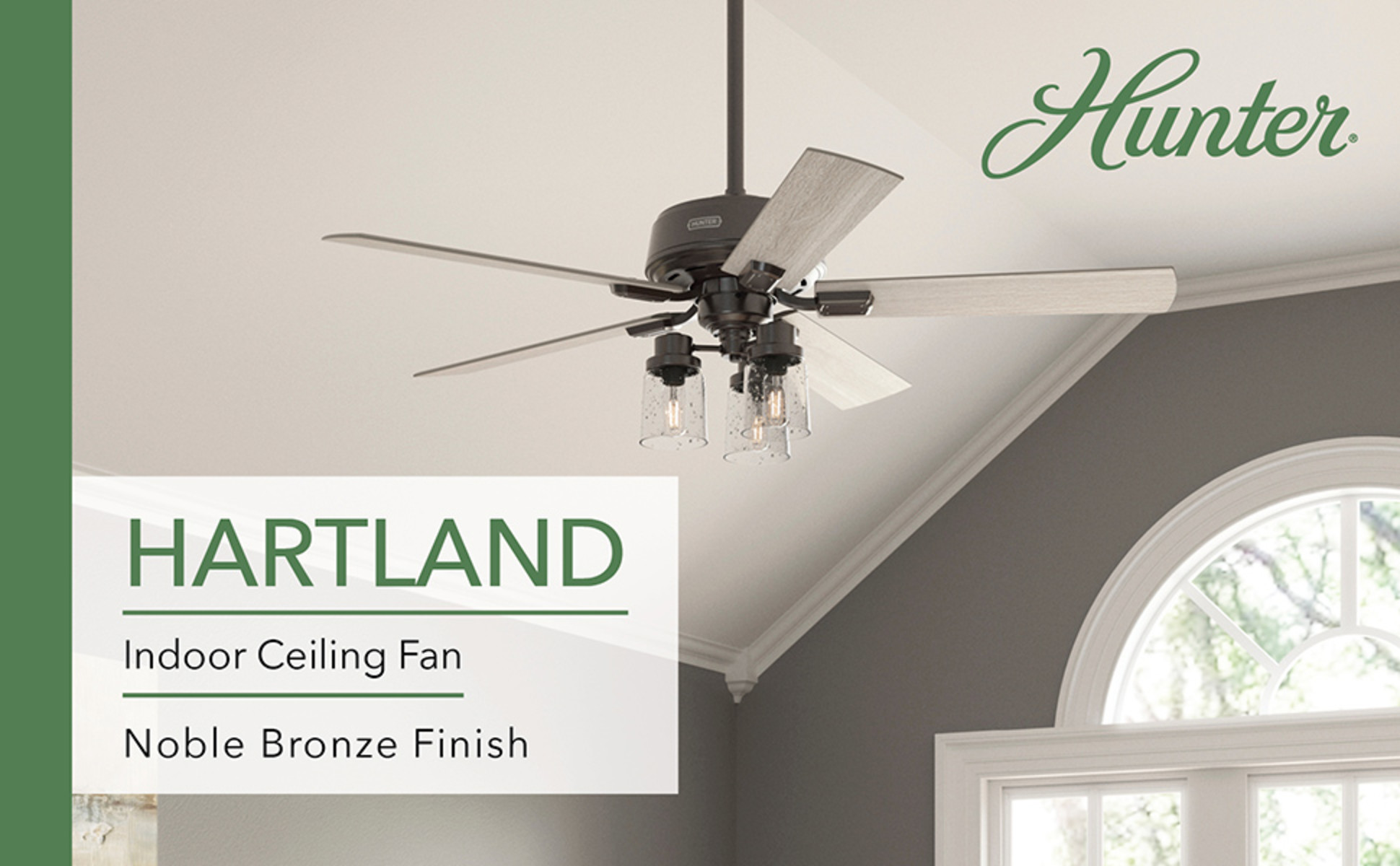 Hunter Hartland 52 in. Indoor Noble Bronze Ceiling Fan with Light