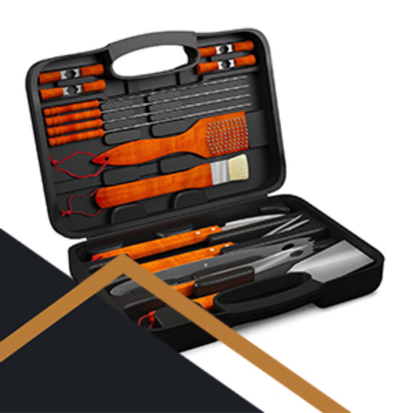 QH Lot 10 Outils BBQ Acier Inoxydable - Set Complet Barbecue Avec Sac De Rangement
