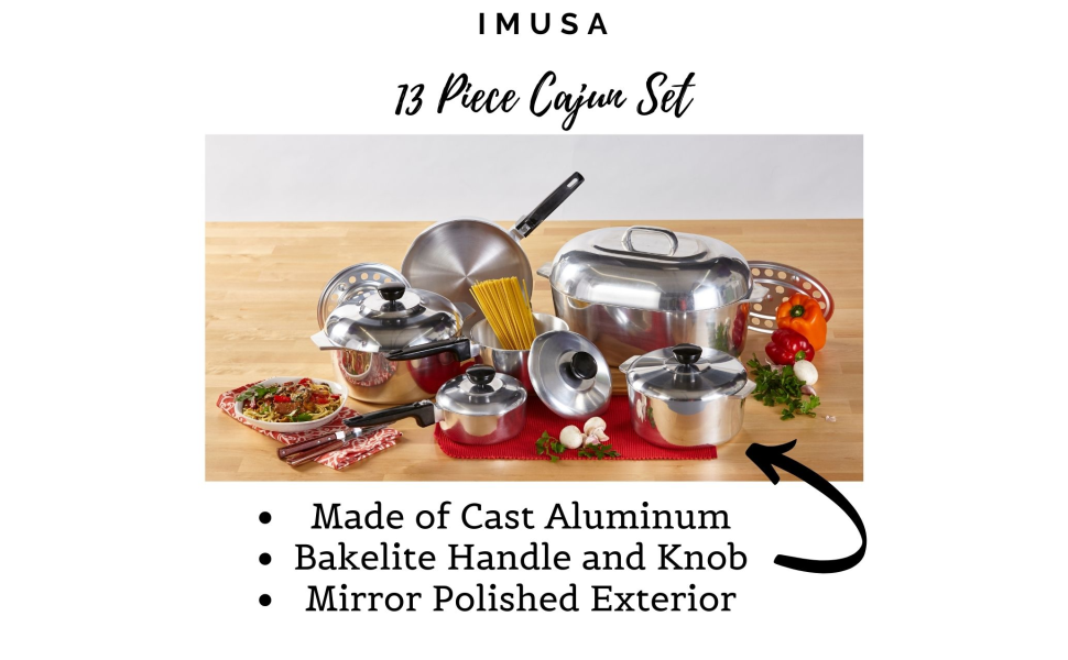 Imusa 13pc Heavy Duty Cajun Aluminum Kitchen Cookware Set