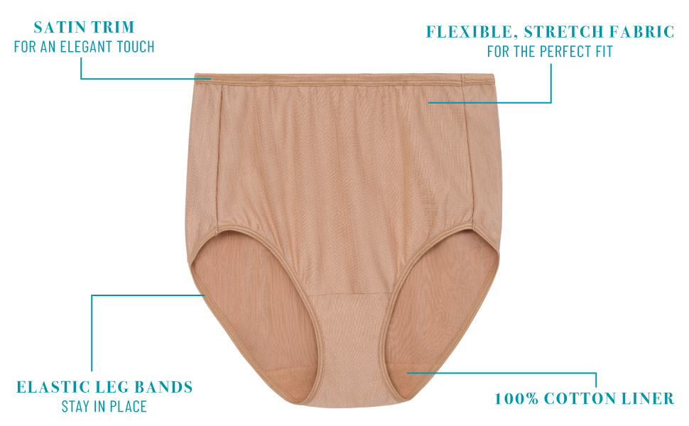 Radiant Vanity Fair 3 Pack Hi-Cut Underwear Panties Small Medium Comfort  Stretch