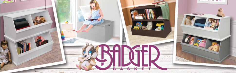 Badger Basket Two Bin Stackable Storage Cubby, Gray