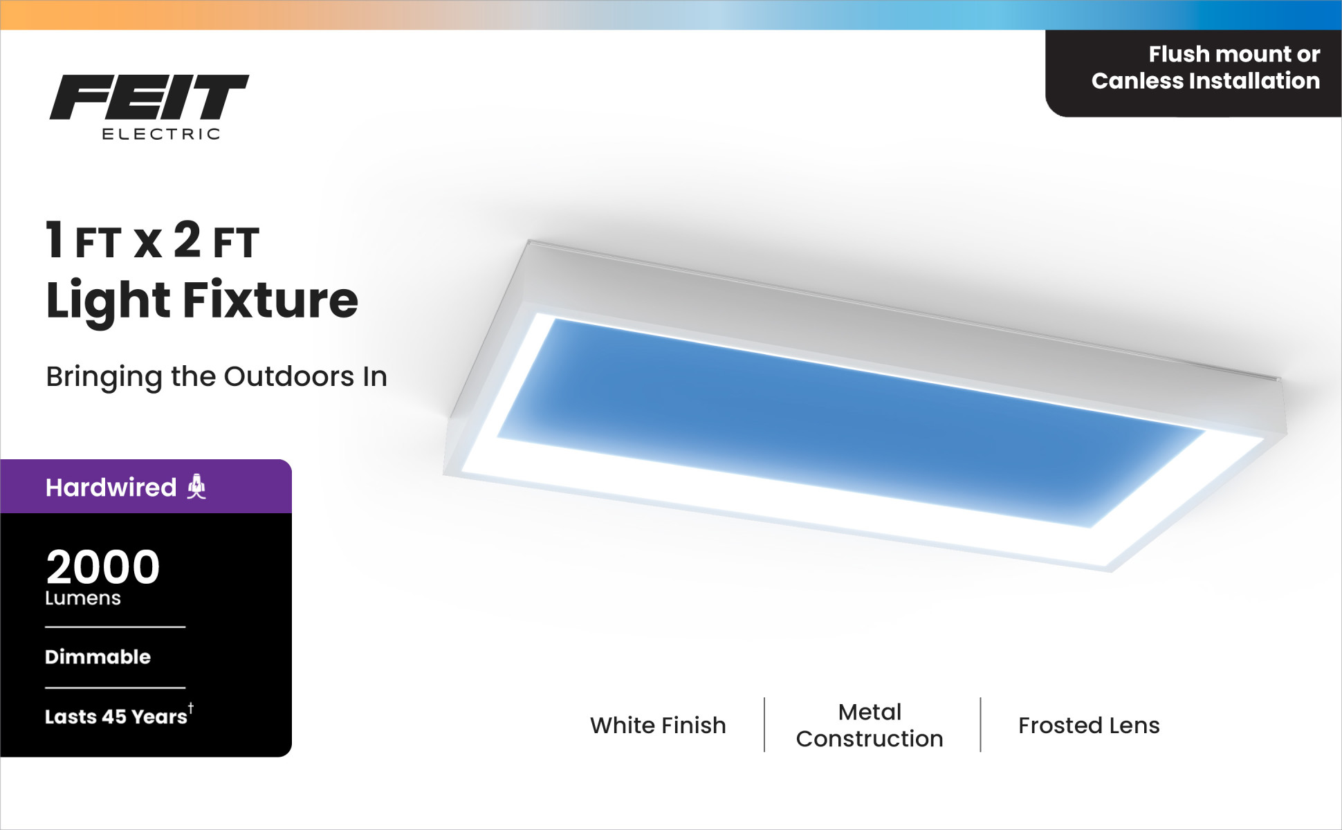 Feit Electric 1 ft. x 2 ft. Vista Artificial Skylight White