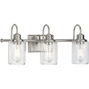 Progress Lighting Aiken 3-Light Brushed Nickel Clear Glass Farmhouse ...