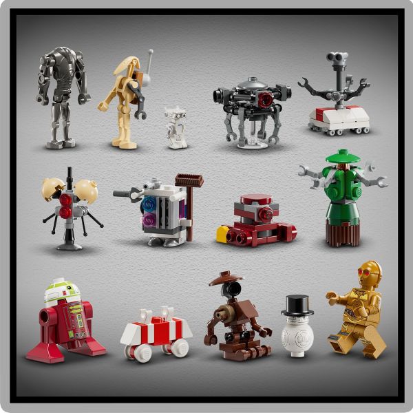 Build 14 droids, including C-3PO, R7-A7 and a Scrap Battle Droid.