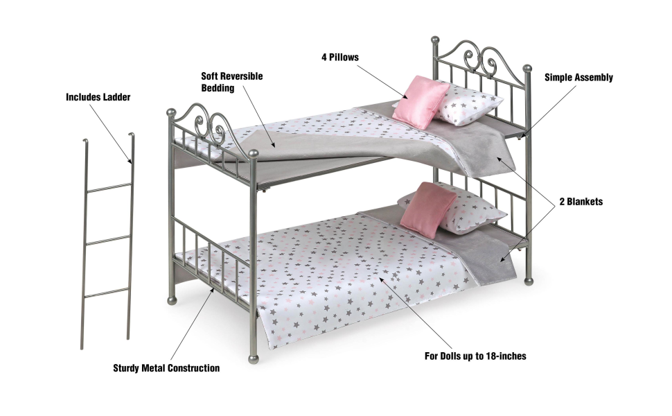Badger Basket Doll Bunk Bed with Ladder and Bedding