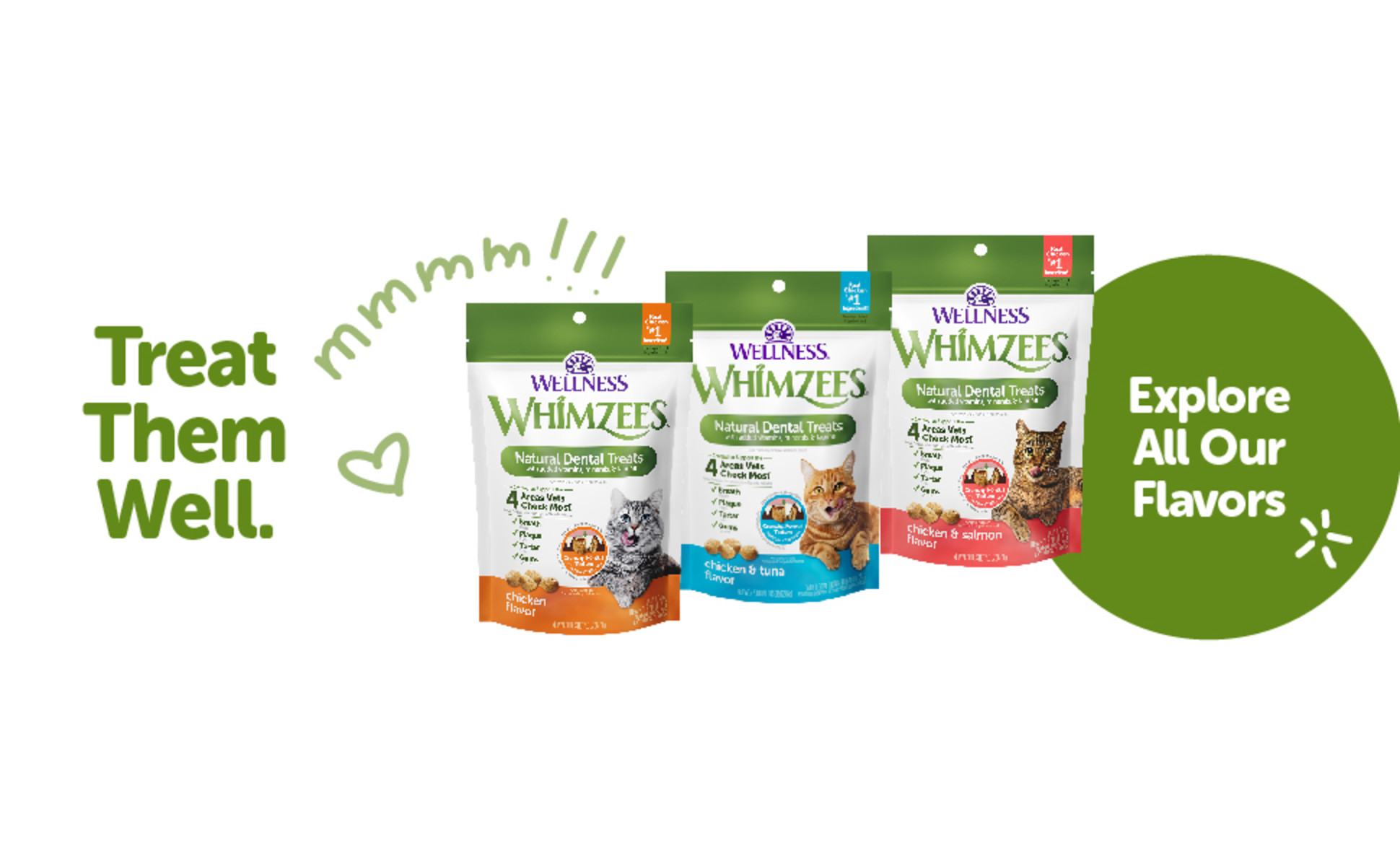 Whimzees Wellness Natural Chicken & Salmon Flavor Cat Dental