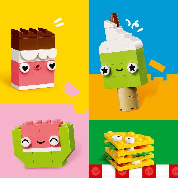 Build 4 cute Food Friends, then rebuild them into 4 more.