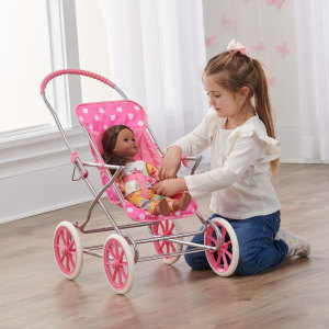  Badger Basket Toy Doll Just Like Mommy 3-in-1 Doll Pram  Stroller and Carrier for 22 inch Dolls - Navy/White : Toys & Games