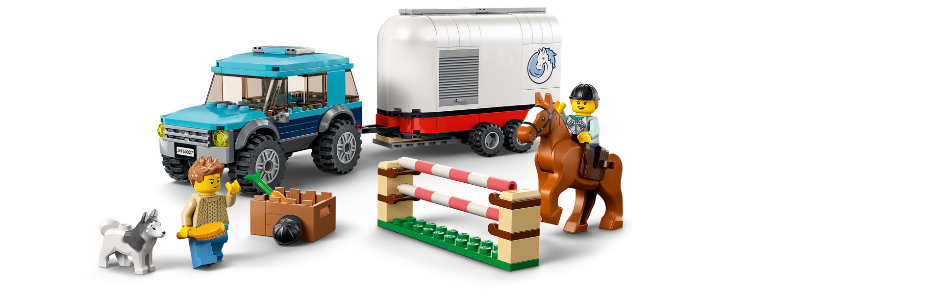 LEGO 60327 City Great Vehicles Horse Transporter Set, with SUV Toy Car,  Trailer, Horse Figure and Jump, Gift Idea for Grandchildren, Kids, Boys & 