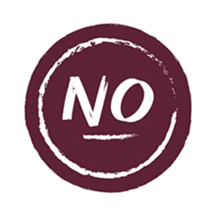 Circular icon with the word NO underlined