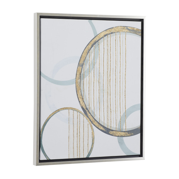 Litton Lane 1- Panel Abstract Circles Framed Wall Art with Silver Frame 24  in. x 20 in. 040933 The Home Depot