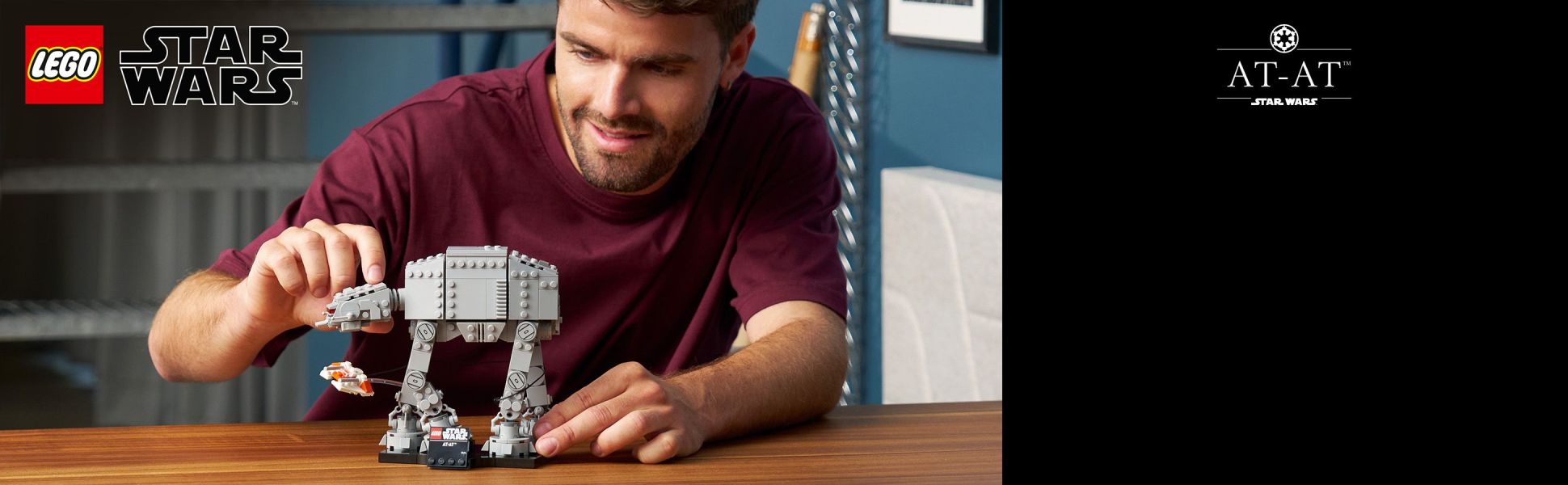 Create a dynamic brick-built replica of an Imperial AT-AT under attack by a Rebel Alliance Snowspeeder.