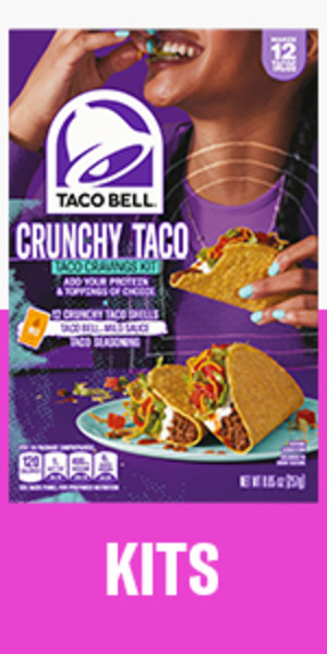 Taco Bell Crunchy Taco Kit with 12 Crunchy Taco Shells, Taco Bell Mild Sauce & Seasoning
