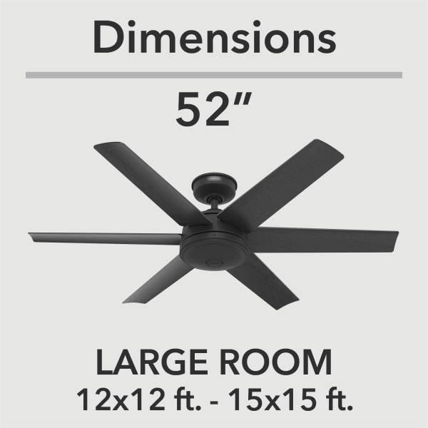 Hunter Jetty 52 in. Outdoor Matte Black Ceiling Fan with Wall