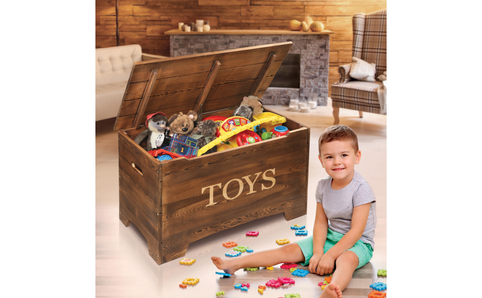 Badger Basket Children's Solid Wood Rustic Toy Box 3.3 Cu ft
