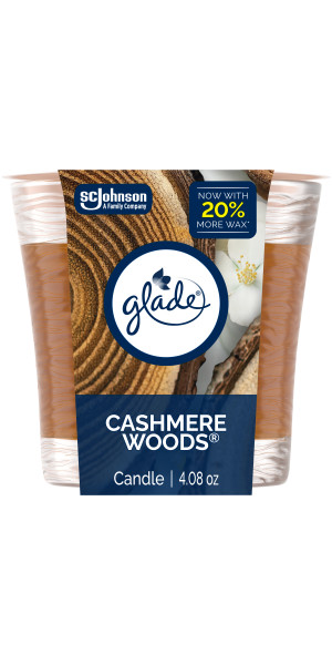 Glade Single Wick Candle, Cashmere Woods 4.08 oz, 1 Count