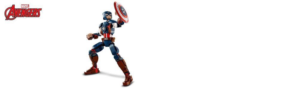 LEGO - Capitán América - Figura de construcción superhéroe Capitán América,  set de juguete con escudo 76258, Lego Marvel Super Heroes