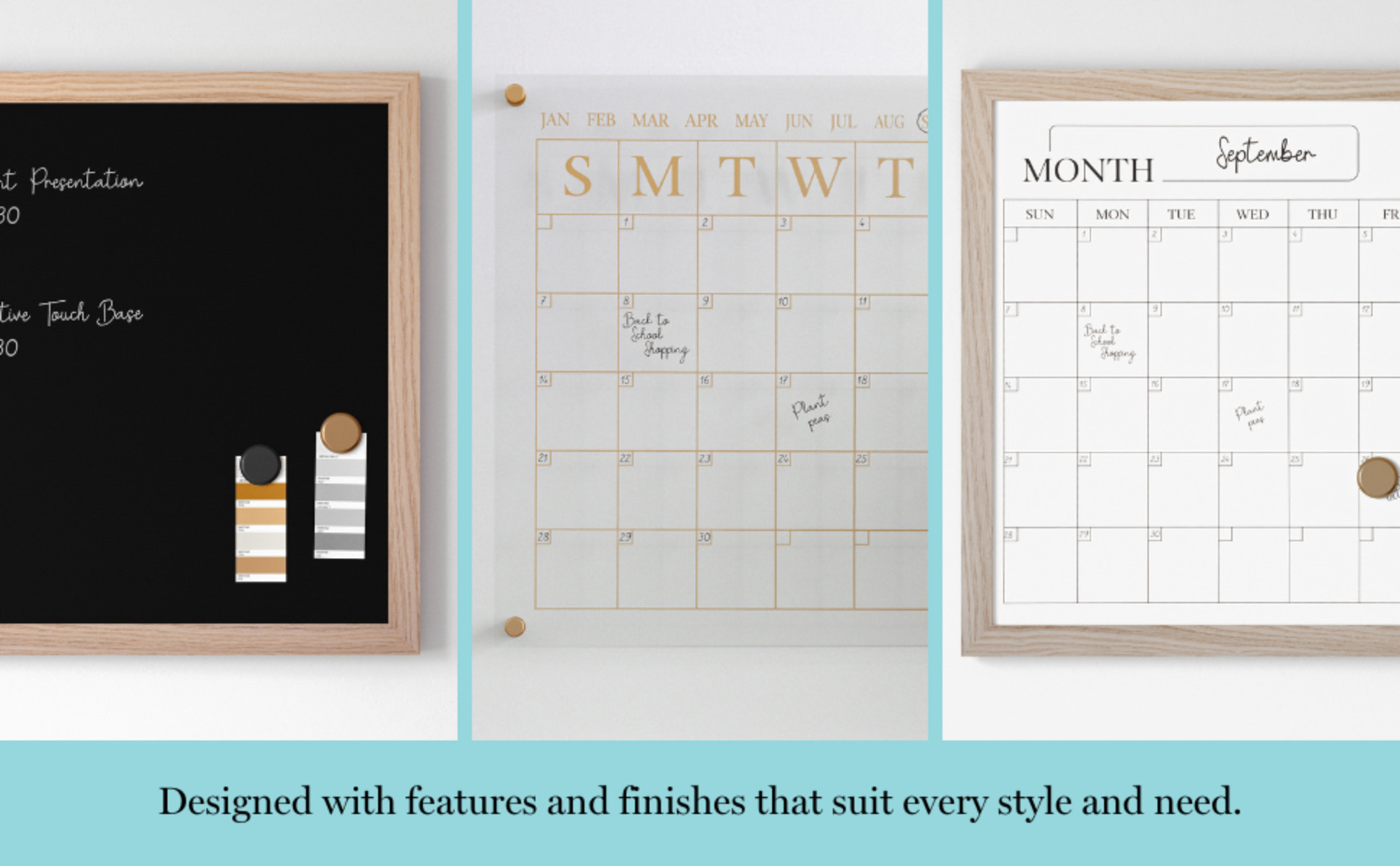 Martha Stewart Premium Acrylic Monthly Wall Calendar and Notes Board - Clear/Gold