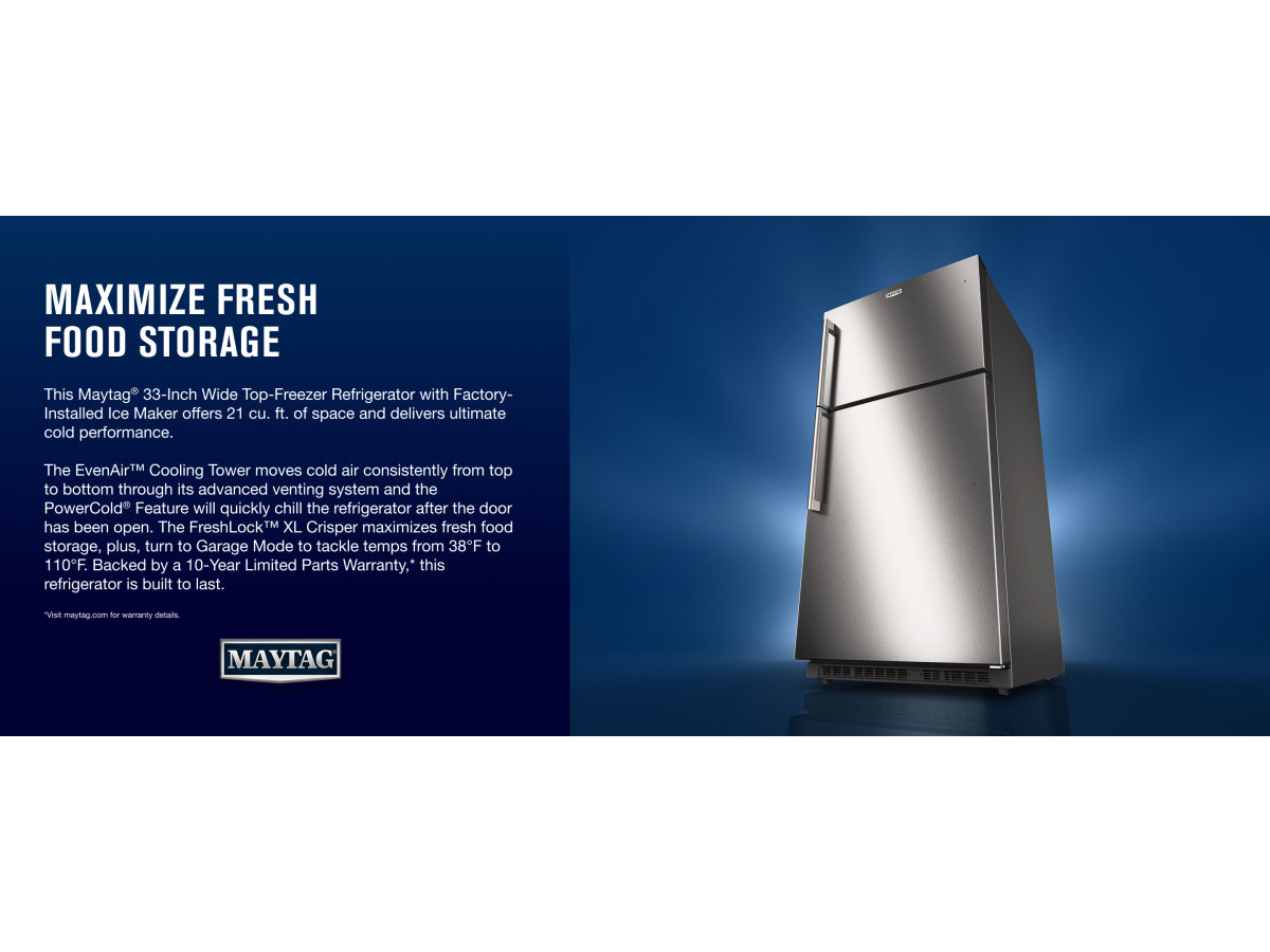 ファミ Maytag 33 in. 21 cu. ft. Freestanding Top Freezer Refrigerator in