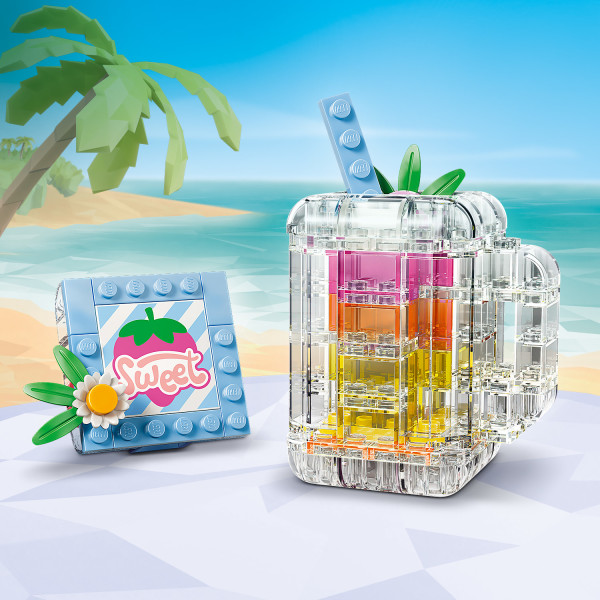 Includes a straw and a small flower-covered menu.