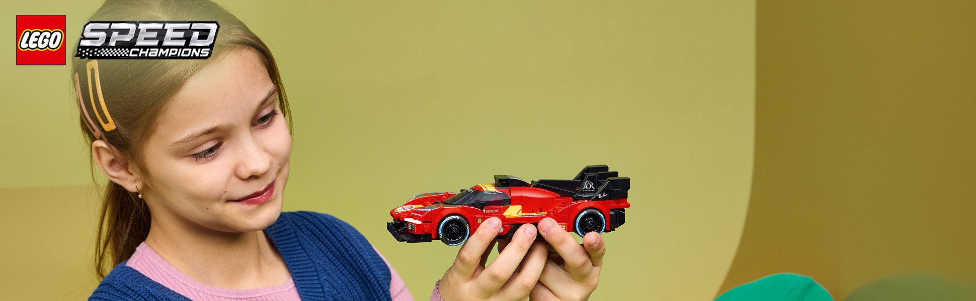 Boys and girls ages 9 and up can play out racing action with this LEGO Speed Champions Ferrari 499P car toy.