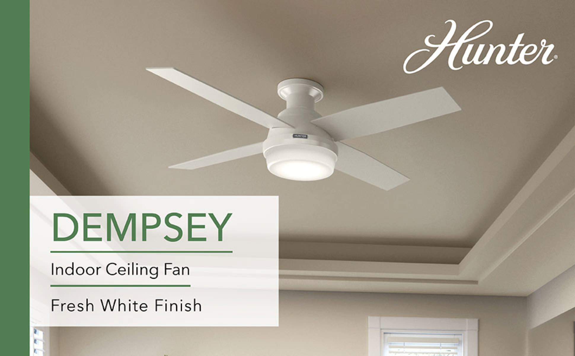 Dempsey 52 in. Low Profile LED Indoor Fresh White Ceiling Fan with Universal Remote