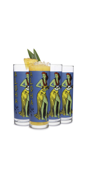 Libbey Tiki Kahiko Zombie Glass, Blue, 13.5-ounce, Set of 4