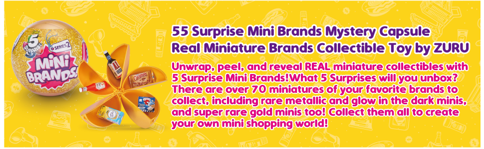 5 Surprise Mini Brands (2 Pack) Series 1 by ZURU  Exclusive Mystery  Real Miniature Collectible Toy Capsule (PVC Tube Packaging), Gold