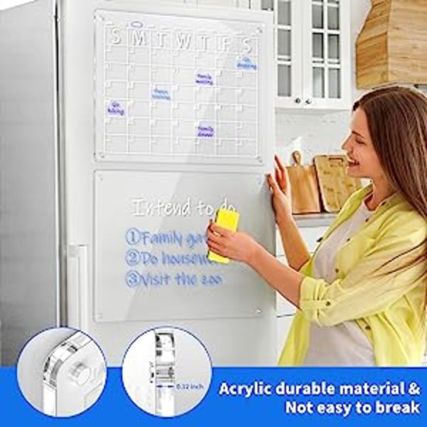 Magnetic Acrylic Calendar For Fridge Weekly Planner Clear Acrylic  Refrigerator Whiteboard With 6 Erasable Markers - AliExpress