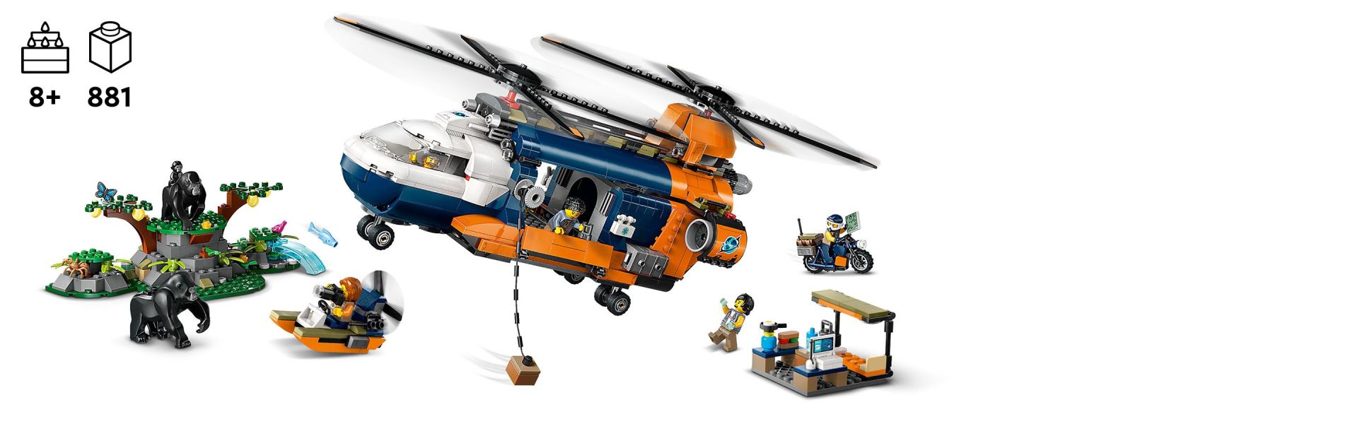 Kids get to enjoy a fun build before taking command of the twin-rotor cargo helicopter for thrilling missions and expeditions.