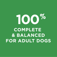 One hundred percent complete and balanced for adult dogs