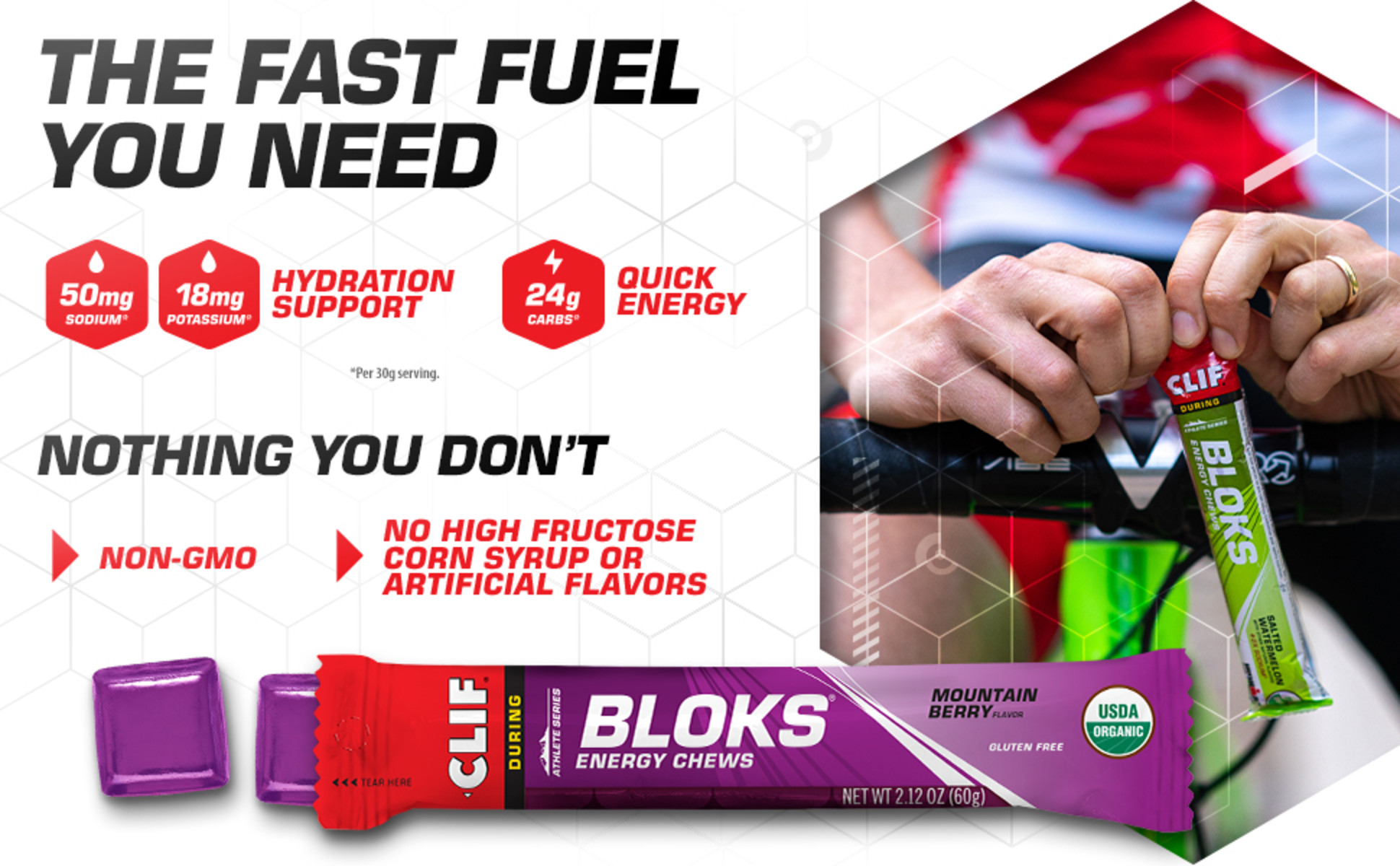 CLIF BLOKS - Mountain Berry Flavor - Energy Chews - Non-GMO - Plant Based -  Fast Fuel for Cycling and Running - Quick Carbohydrates and Electrolytes -  2.12 oz. - Walmart.com