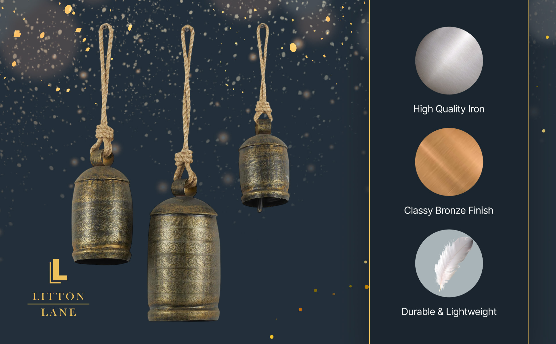 Litton Lane Gold Metal Tibetan Inspired Cylindrical Decorative Cow