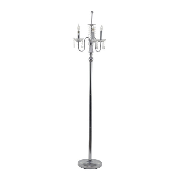 Elegant Designs - Floor Lamp with outlet Black shade and hanging crystals