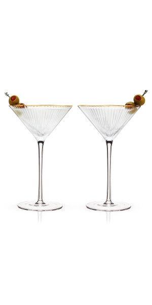 Viski Seneca Diamond Martini Glasses - Faceted Crystal Martini