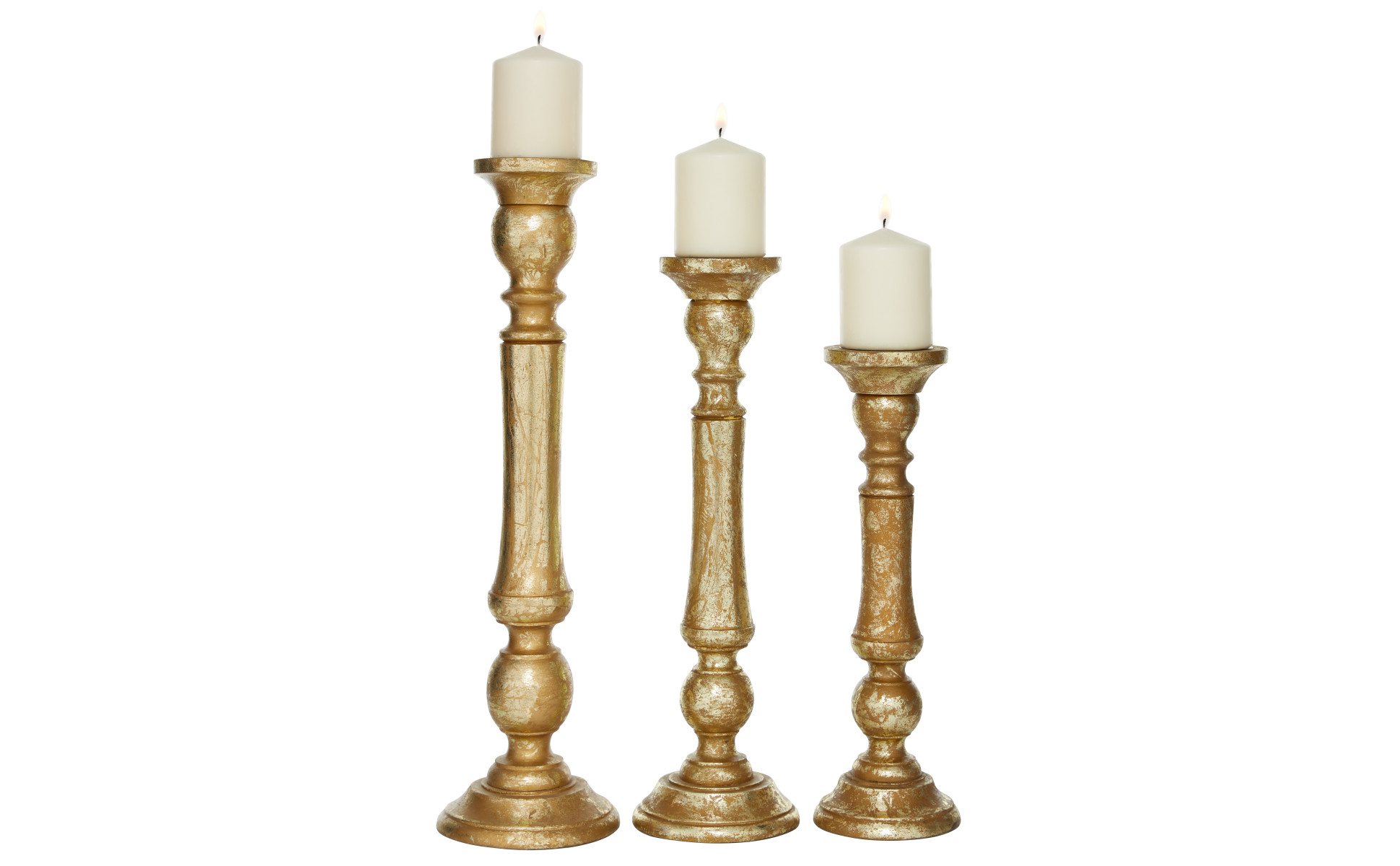 2” X 7” Aluminum Pillar authentic Candle Holder Gold - Threshold