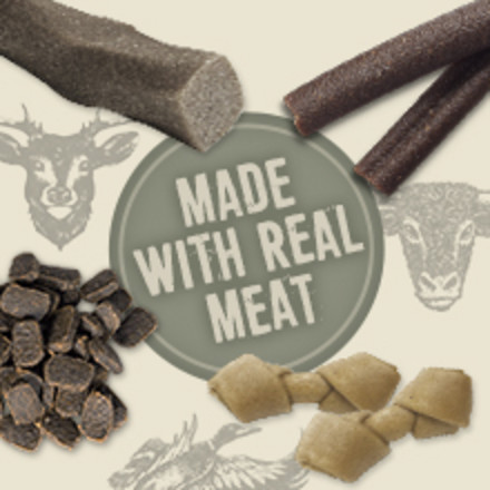 Different Prime treat forms, all made with real meat.