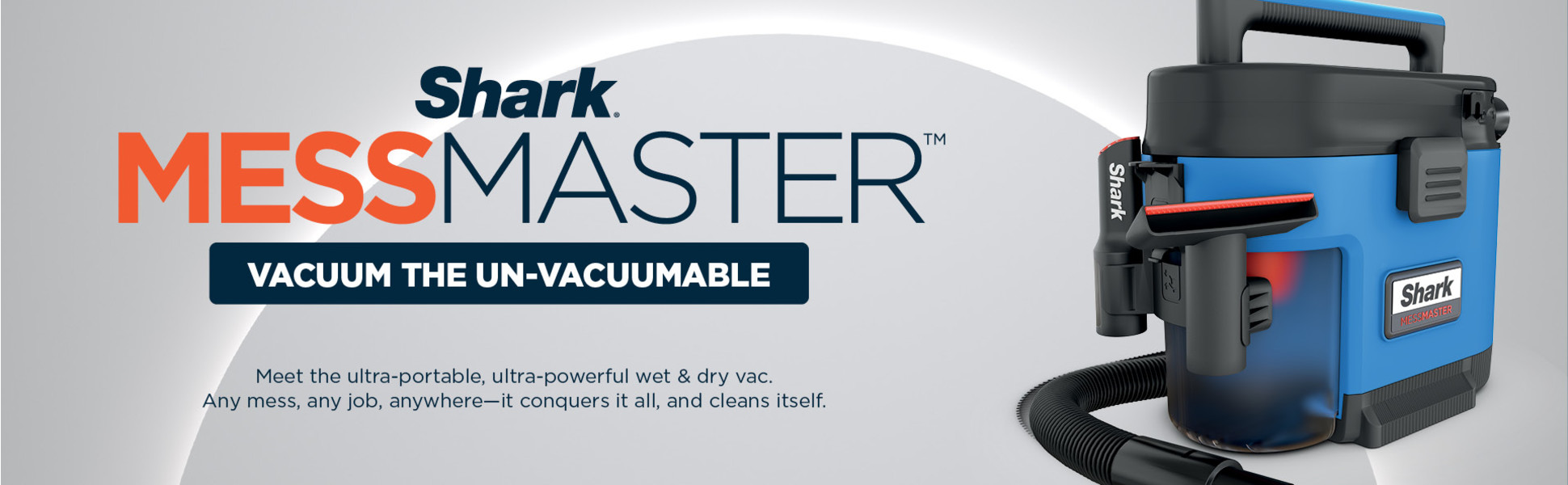 Shark MessMaster Portable Wet Dry Vacuum, Small Shop Vac, 1 Gallon  Capacity, Corded, Handheld, for Pets & Cars, AnyBag Technology,  Self-Cleaning, Powerful Suction, for Tough Wet & Dry Messes, VS100 