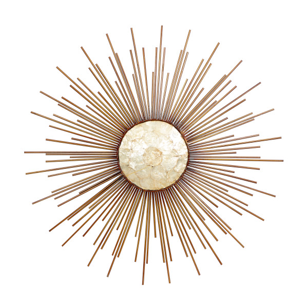 DecMode Gold Metal Sunburst Wall Decor with Capiz Accent - Walmart.com