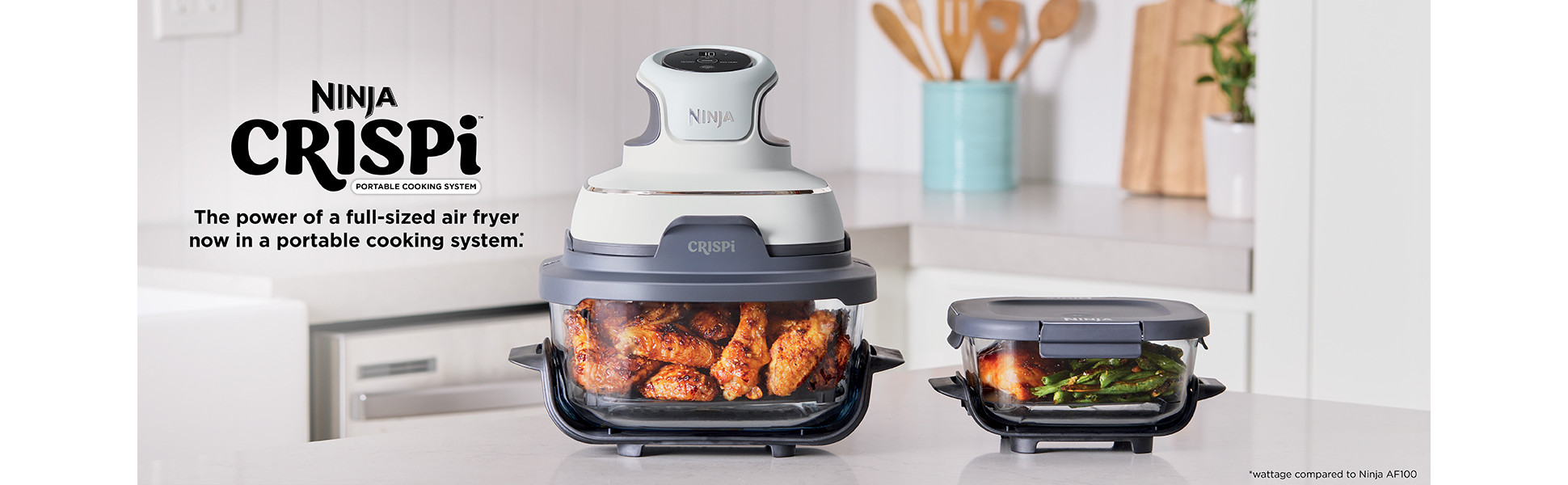 Ninja Crispi 3-in-1 Portable Glass Air Fryer Cooking System, 4-Qt & 5-Cup  TempWare Glass Containers & 2 Storage Lids - Walmart.com