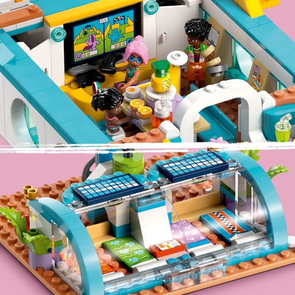The detailed interior features a kitchenette and sleeping area.