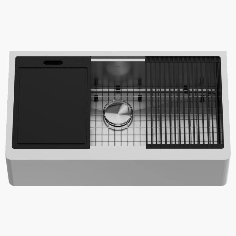 VIGO 36" Oxford Stainless Steel Apron 2-Bowl Kitchen Sink Workstation 