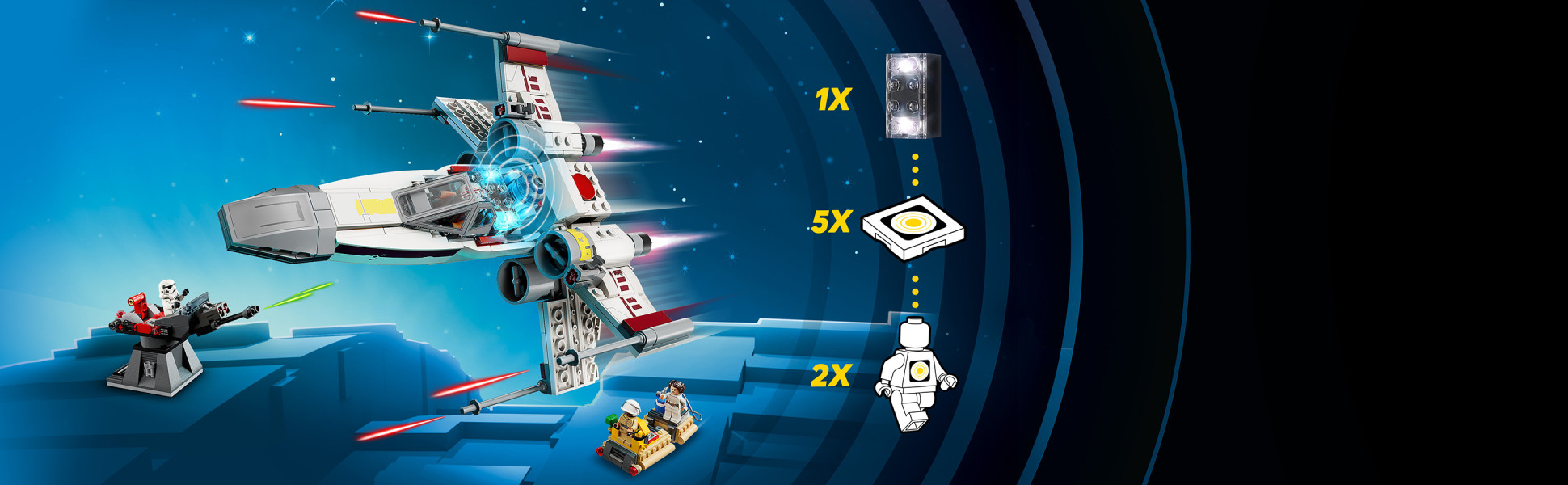 The SMART Brick (charger also included) recognizes the 5 Smart Tags and 2 LEGO SMART minifigures to bring kids’ play to life.