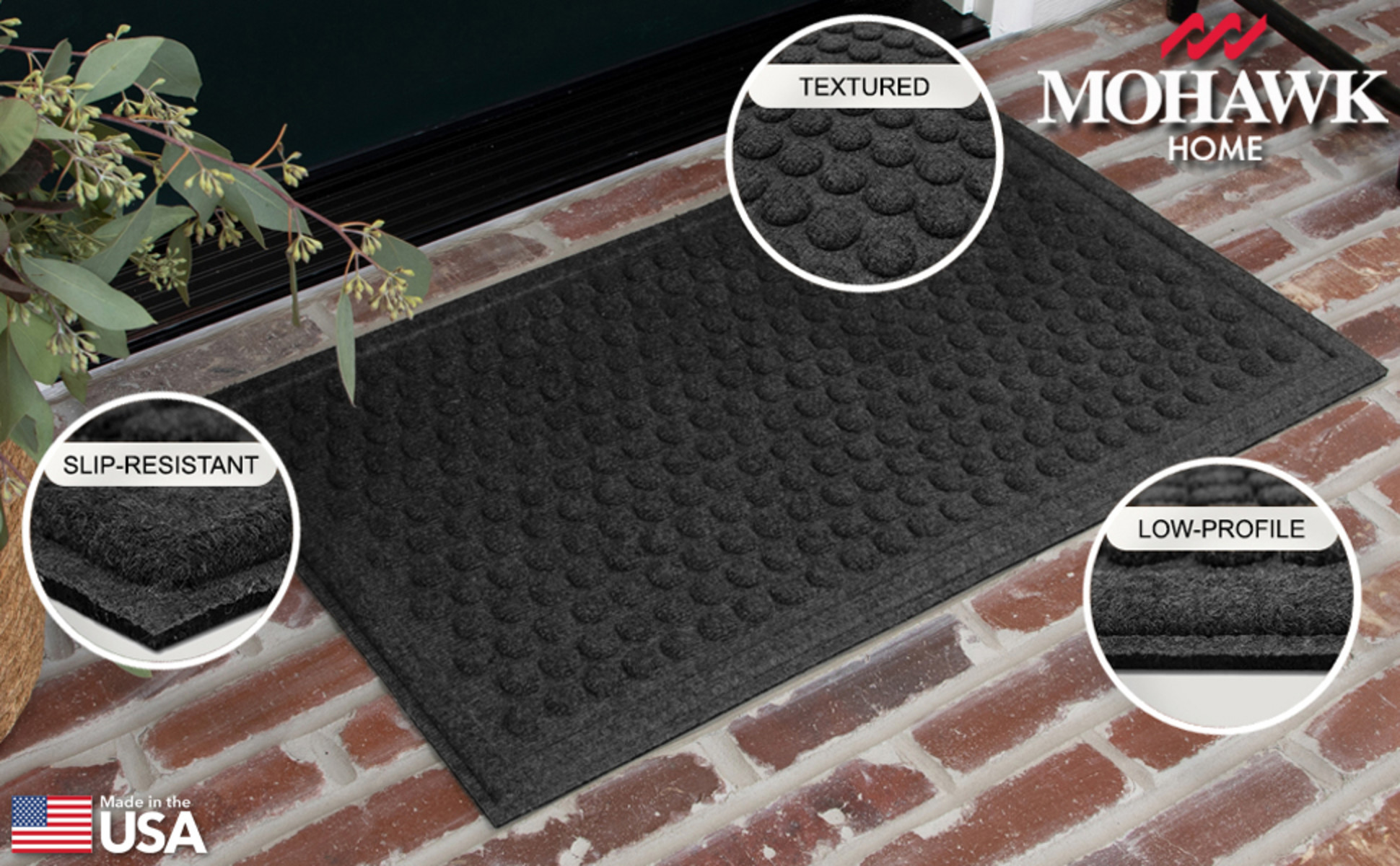 Mohawk Home Dots Grey Charcoal 24 in. x 36 in. Recycled Rubber